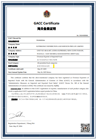GACC certification for food export compliance to China